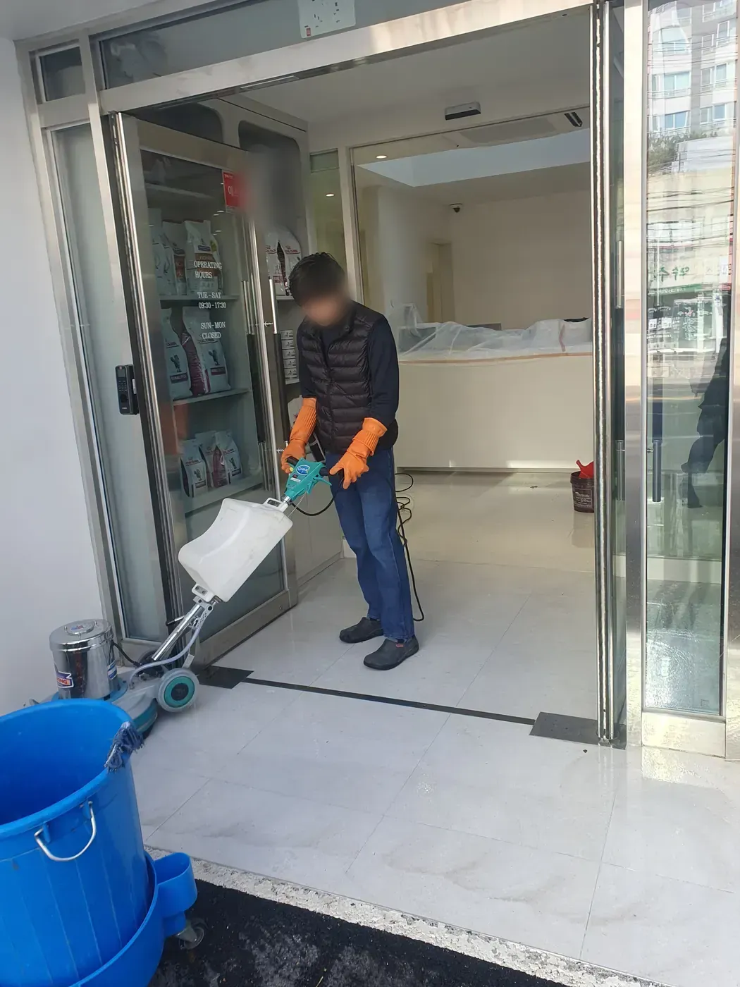 바닥 기계 세정 — 계양구 병원청소 현장