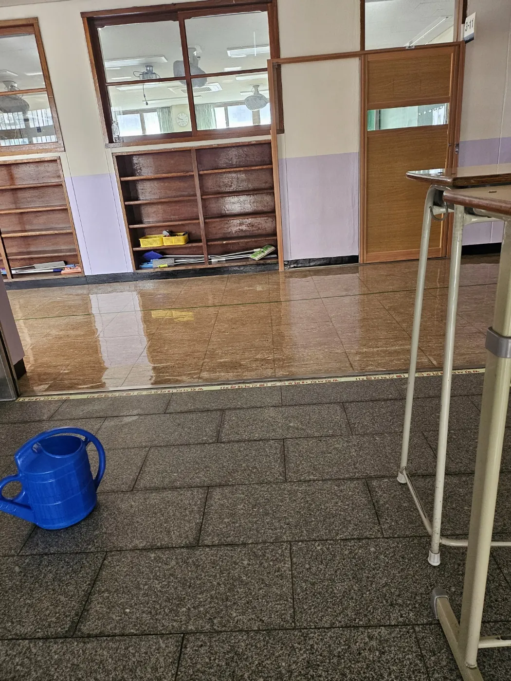 세정 진행 — 수산동 학교청소 현장